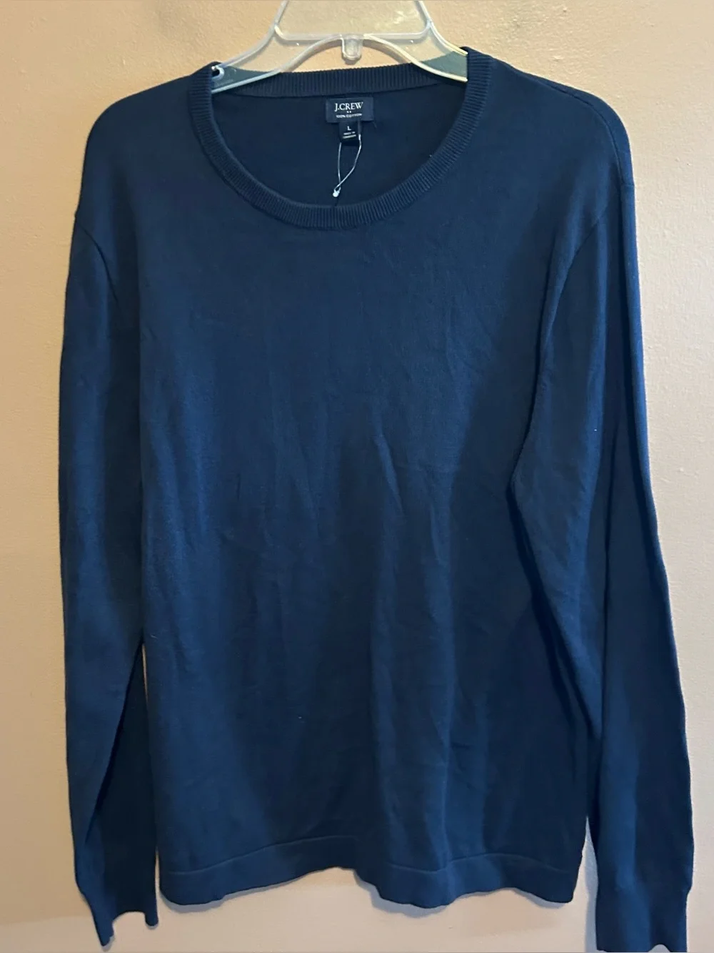 NWOT J. Crew Cotton Crewneck Sweater-Tee Navy Blue Men’s Size Large